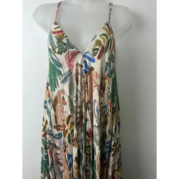 World Market Jumpsuit Womens S/M Floral Print Harem Rayon Boho Lagenlook E6 - Picture 2 of 8
